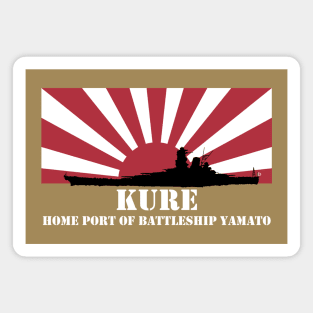 KURE: Home Port of Battleship Yamato (White) Magnet